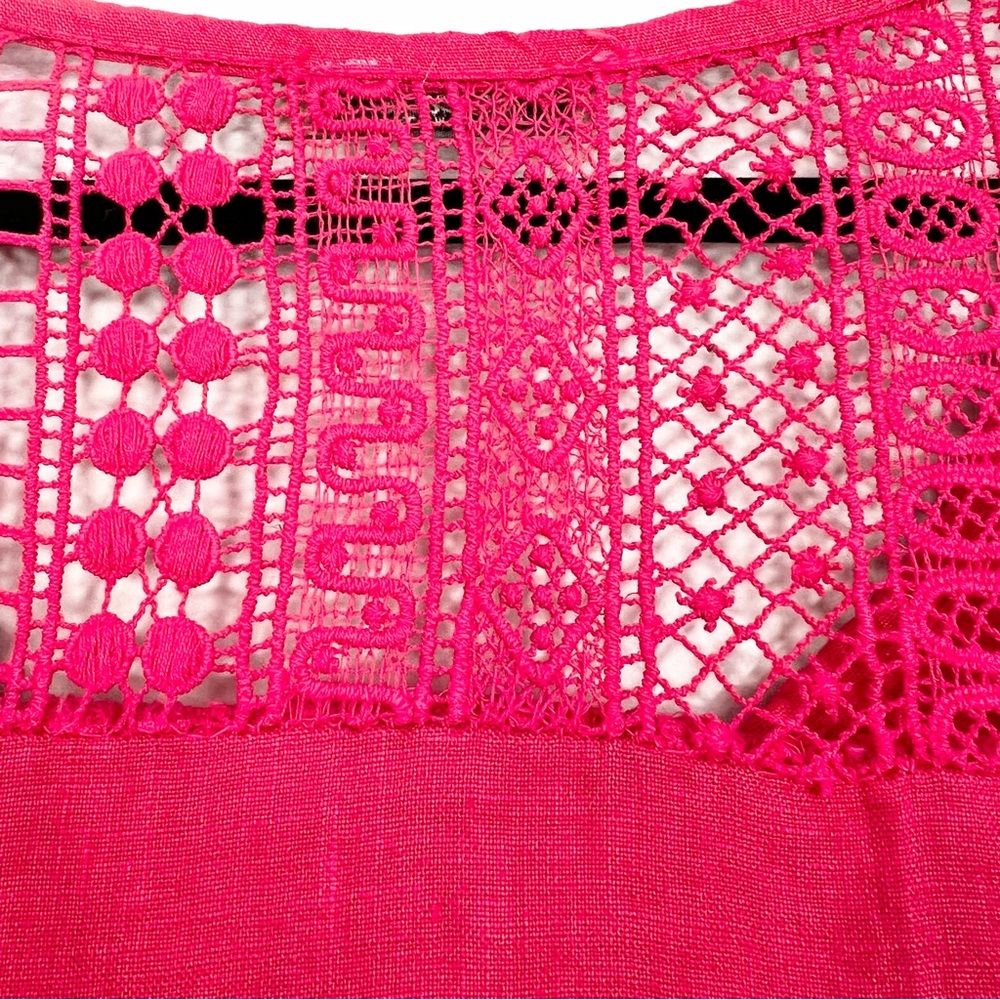 Bella pure Italian linen watermelon pink bubble hem lagenlook summer dress - Picture 11 of 15